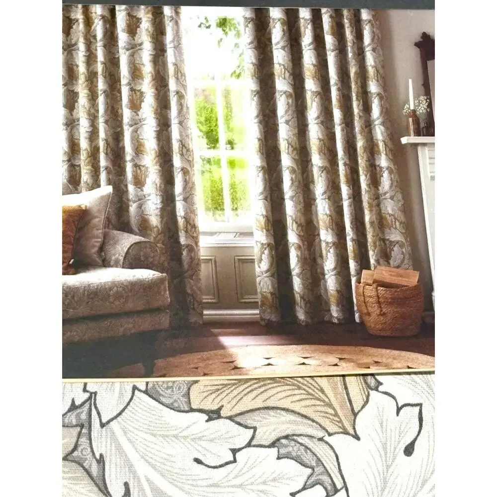 William Morris & Co. Window Curtains Panels Set 2 Strawberry Thief 37X84”
